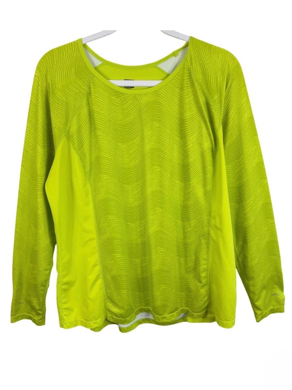 REI Co-op Womens XL Neon Lime Green Chartreuse Long Sleeve Hiking Running Shirt
